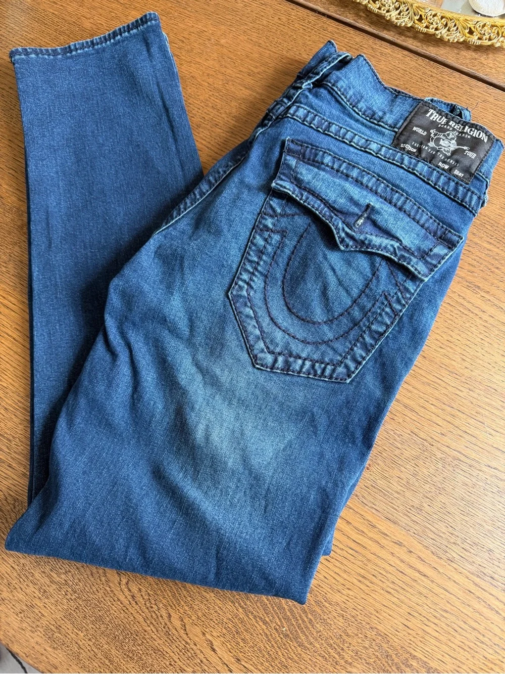True Religion Men’s Blue Skinny Jeans with Signature Pocket NWOT